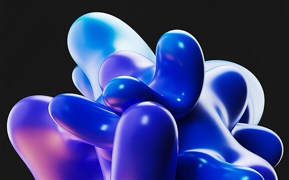 Abstract Swirling Blue and Purple Organic Fluid Shapes liquid