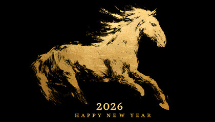 Celebration of the New Year 2026 featuring a majestic horse design