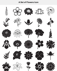 Artistic Floral Nature Element Silhouettes for Creative Projects