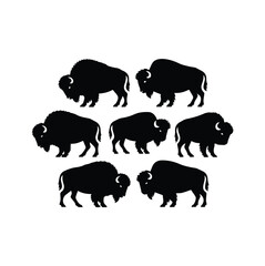 Herd of Buffalo Silhouettes Wildlife Vector Design