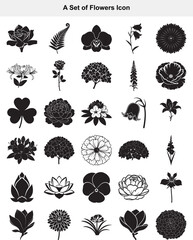 Diverse Botanical Silhouettes A Comprehensive Collection of Floral Vector Icons