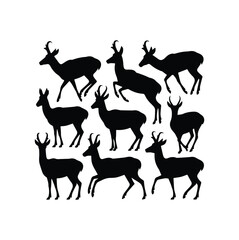 Deer Silhouette Vector Illustration Group of Wild Deer in Forest Design