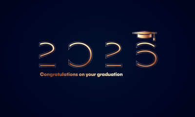 Congratulations on your graduation from school. Class of 2026. Graduation cap, confetti and balloons. Congratulatory banner. Academy of Education School of Learning	
