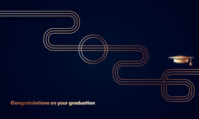 Congratulations on your graduation from school. Class of 2026. Graduation cap, confetti and balloons. Congratulatory banner. Academy of Education School of Learning	
