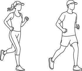 Jogging silhouette, man and woman running, fitness, exercise, outdoor activity, healthy lifestyle, sport, cardio, wellness, training, athlete, motion, speed, teamwork, endurance