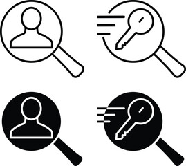 User and Keyword Search Icon – SEO, Digital Marketing, and Online Optimization Symbol or Vector Silhouette..eps
