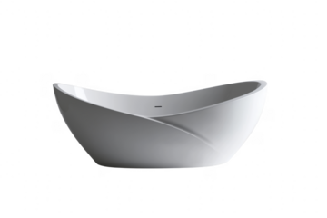 Sculptural white bathtub isolated on a transparent background