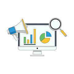 Fototapeta premium Digital Marketing SEO Analytics Business Growth Strategy with vector illustration