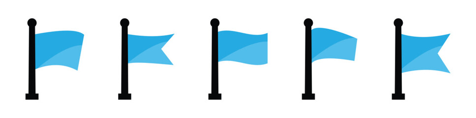 Set of blue flag Shape collection. Flag icon symbol collection. Silhouette set icon flag for decoration graphic. Vector illustration