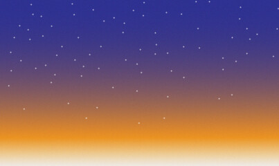 Beautiful Gradient Sunset Sky with Stars – Vibrant Orange Horizon Blending into Deep Blue Twilight, Minimalist Evening Background Illustration