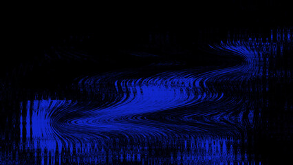 Abstract blue wavy lines on a black background creating a distorted and glitchy effect, perfect for conveying digital disruption and futuristic themes