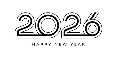 2026 Happy New Year design vector illustration. Unique 2026 logo design template	