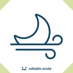 Wind Icon - Windy, Weather, Moon, Night