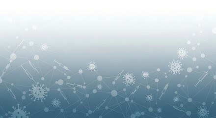 Medical and healthcare vaccination background featuring syringes and virus particles, suitable for immunization, disease prevention, pharmaceutical concepts, and editable text space if available