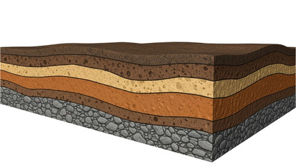 Soil Layers Illustration Earth's Composition, Stratification, and Geological Formation © Stock Image Zone