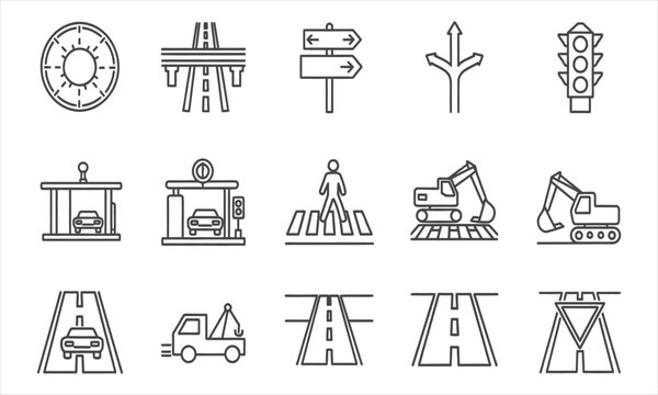 Collection of Transportation and Construction Icon Vectors