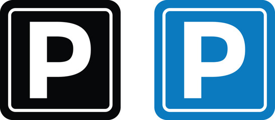 Parking location pin icon. Map marker with letter P sign. Roadside symbol.  Vehicle place marker
