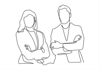 Continuous Line Drawing of Business Professionals. line icon-continuous line drawing. Editable stroke. 