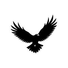 Silhouette of an eagle flying down on transparent background