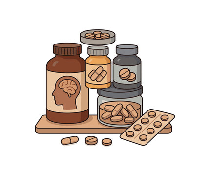 smart supplements stack organization biohacking routine and cognitive enhancement flat vector illustration style isolated on white background