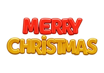 Fototapeta premium A cheerful merry christmas text isolated on transparent background with bold red and gold lettering for festive greetings and holiday celebrations
