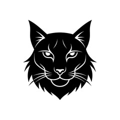 Stylized black lynx head design on transparent background silhouette