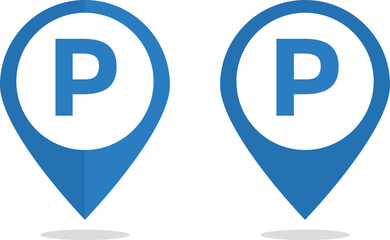 Parking location pin icon. Map marker with letter P sign. Roadside symbol.  Vehicle place marker

