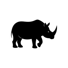 Silhouette of a rhinoceros side on transparent background