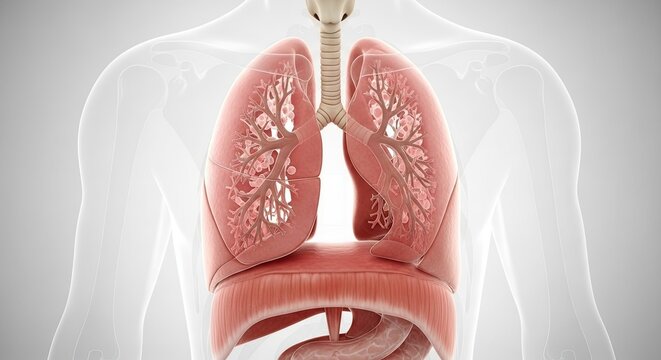 Human Lungs Anatomy Respiratory System Diagram 3D Illustration Healthcare Medical Concept Internal Organs Structure Isolated On White Background