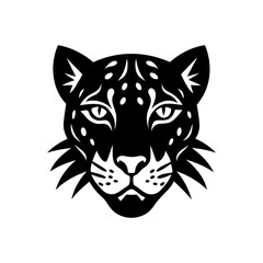 Stylized leopard head illustration on transparent background silhouette