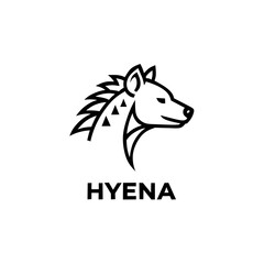 Abstract Line Art Spotted Hyena Profile Vector Symbol