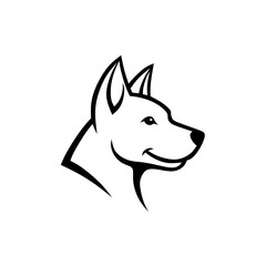 Clean Outline Dog Head Mascot Vector - Simple Animal Logo Design