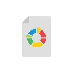 Obraz premium Colorful pie chart displayed on a document represents data analysis and reporting in a business setting, showcasing key performance indicators and financial insights.
