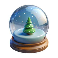 A whimsical snow globe with a miniature christmas tree inside isolated on transparent background, capturing the magic of the holiday season in a tiny world