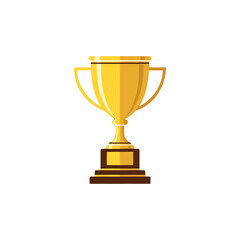 Golden trophy standing proudly on a dark brown base, symbolizing victory and achievement in a competitive event, radiating success and prestige.