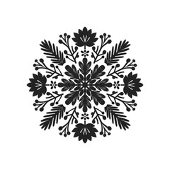 Fototapeta premium Merry Christmas and Happy New Year illustration, for greeting cards, posters, holiday covers. Xmas festive linocut black hand drawn.