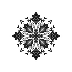 Merry Christmas and Happy New Year illustration, for greeting cards, posters, holiday covers. Xmas festive linocut black hand drawn.