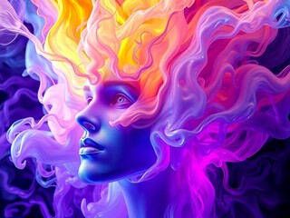 burning skull with smoke