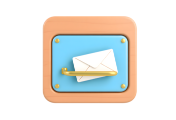 3d illustration of an orange mailbox with a letter inside isolated on transparent background