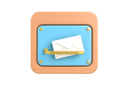 3d illustration of an orange mailbox with a letter inside isolated on transparent background