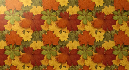 Vibrant autumn leaves form a beautiful, natural repeating pattern