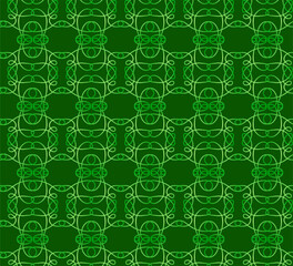 Green seamless pattern drawn in line style