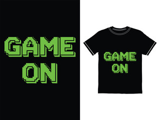 Naklejka premium Game On pixel art isolated design with t shirt template vector illustration design