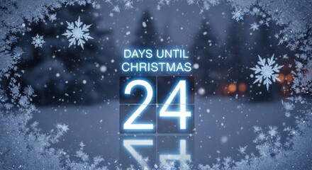 Snowy countdown to christmas with 24 days remaining