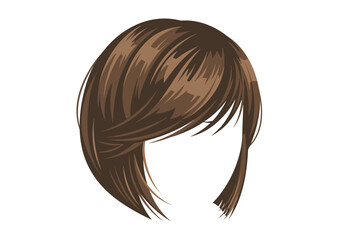 Brown animestyle short bob haircut with detailed strands  light highlights