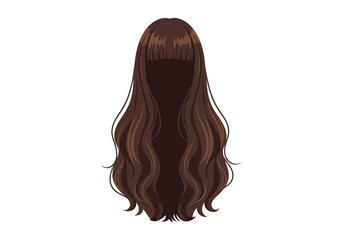 Brown wavy hair with bangs a digital cartoonlike representation