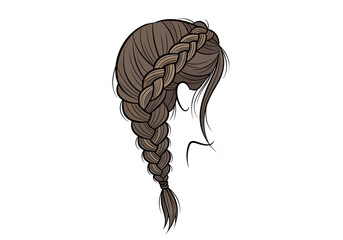 Brownbraided hair with a head outline stands against a white background
