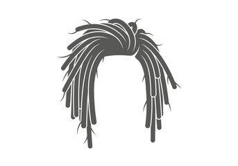 Obraz premium Gray dreadlocks cascade from a knotted base featuring white line accents throughout