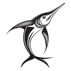 Obraz premium Hunting Marlin silhouette, a fearless chaser of prey - Marlin illustration - Minimalist Marlin vector - Fish silhouette