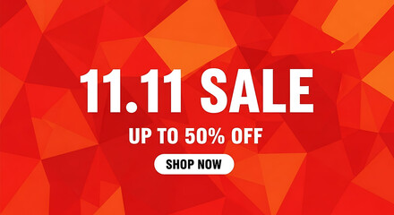 Vibrant 11 11 sale announcement with up to 50 percent off and shop now button